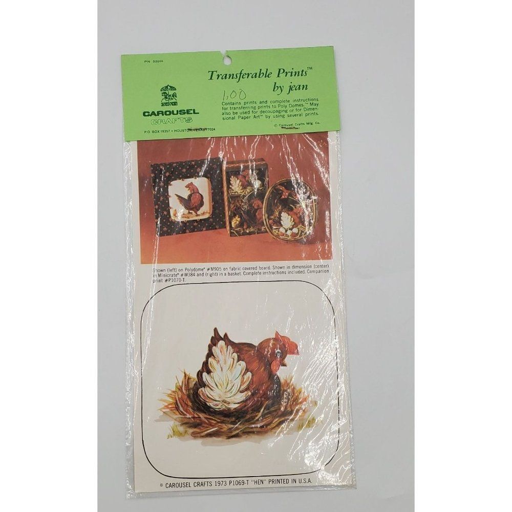 Vintage Carousel Crafts Print For Poly Dome Framing Decoupage Hen 1973